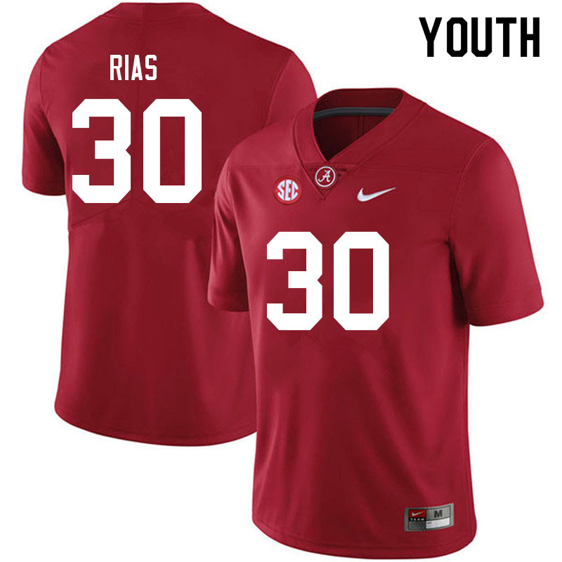 Youth #30 DJ Rias Alabama Crimson Tide College Football Jerseys Sale-Crimson